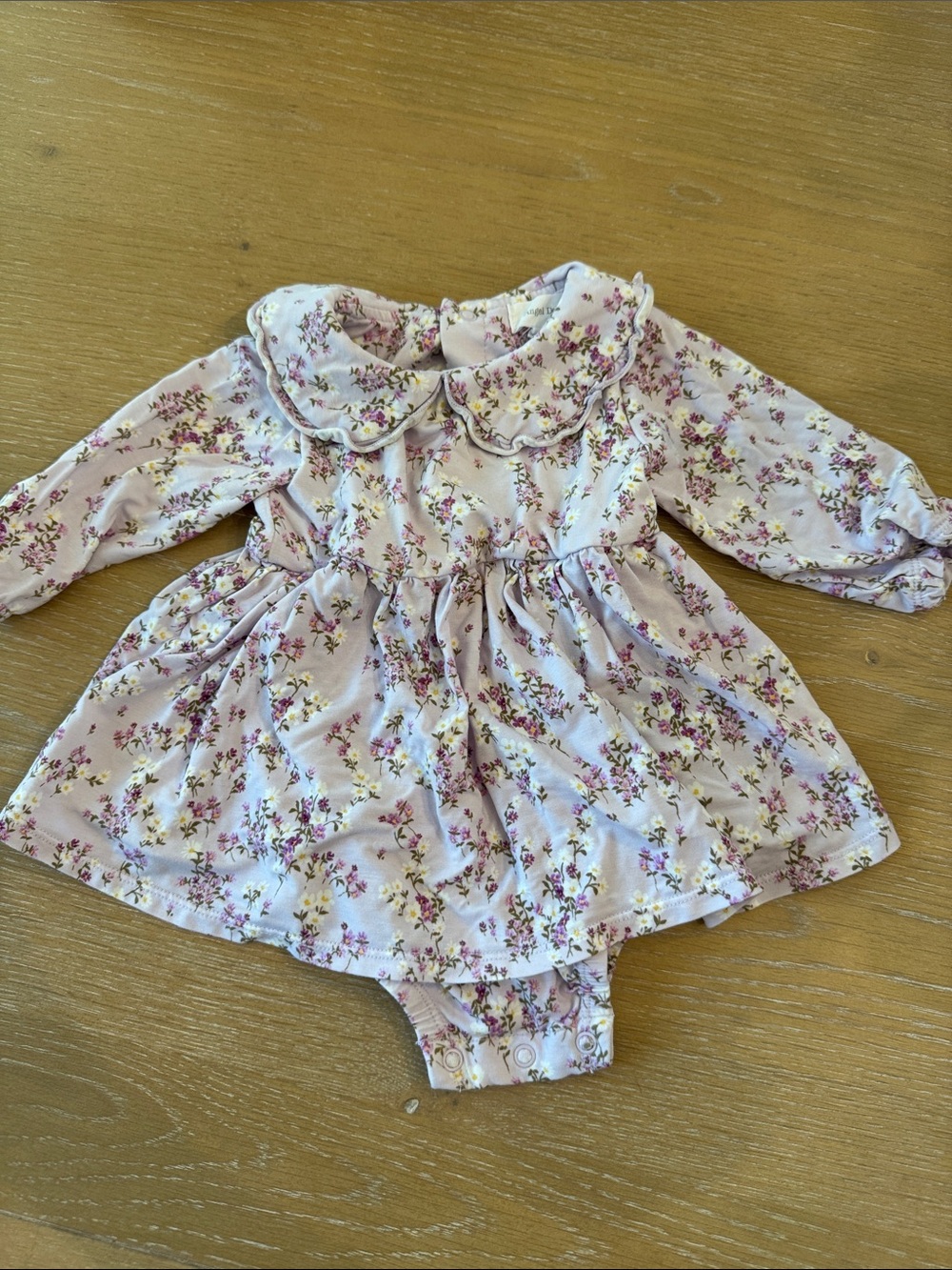 Angel Dear Lavender Floral Long-Sleeve One-Piece Bodysuit